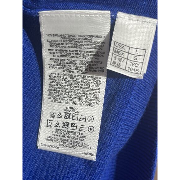 Brooks Brothers Supima Cotton Pullover Sweater Mens Large Blue Mock Neck 1/4 Zip - Picture 12 of 13
